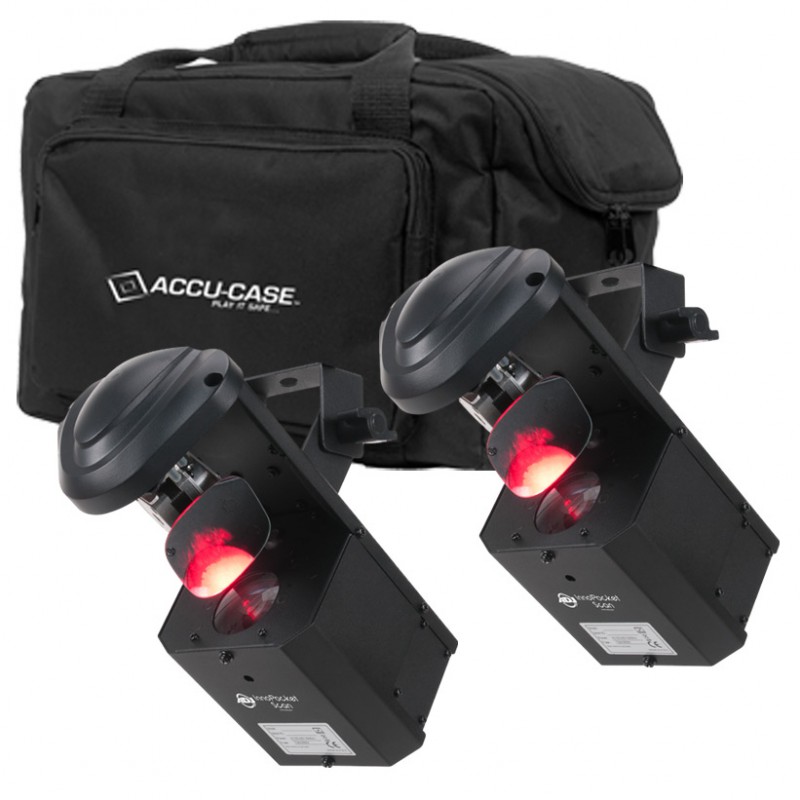 2x 12W Mini Moving Mirror Fixtures and F4 Par Bag