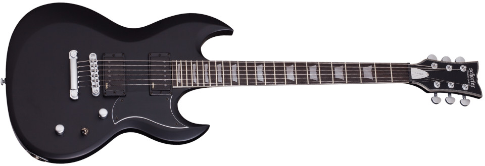 Satin Black String-Thru Electric Guitar