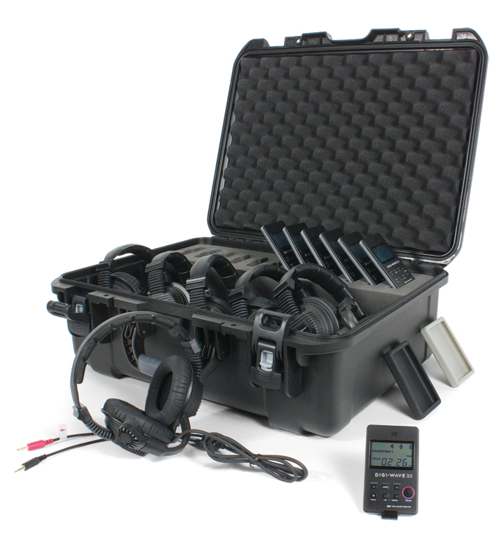Digi-Wave Wireless Intercom System with (6) DLT 300 Transceivers and (6) Dual-Ear Headsets