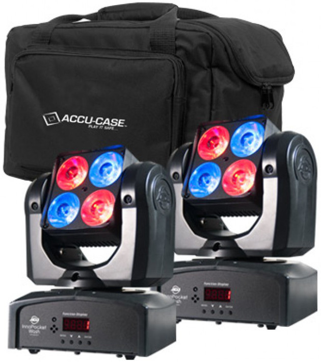 Kit with 2x Inno Pocket Wash Moving Head LED Fixtures and F4 Par Bag