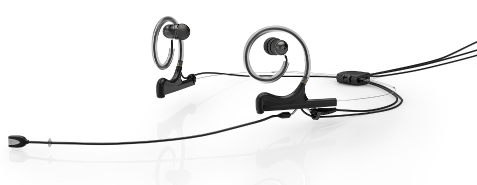 d:fine™ In-Ear Broadcast Cardioid Headset Microphone in Black with Dual-Ear Mounts, Dual In-Ear Monitors, and 120mm Boom