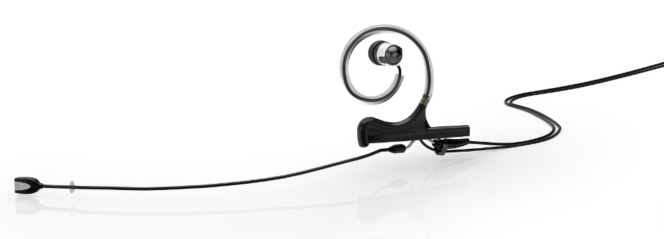 d:fine™ In-Ear Broadcast Omnidirectional Headset Microphone in Black with Single-Ear Mount, Single In-Ear Monitor, and 110mm Boom