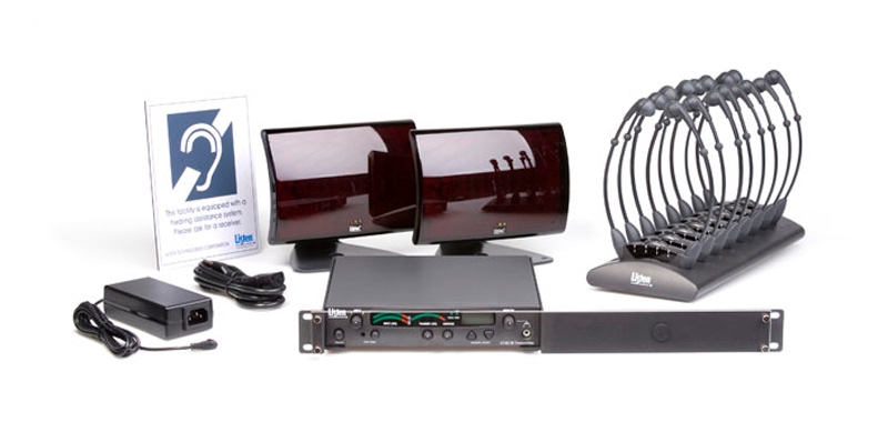 Advanced Installed Stationary IR Assistive Listening System with (2) IR Radiators in White and (8) Recievers