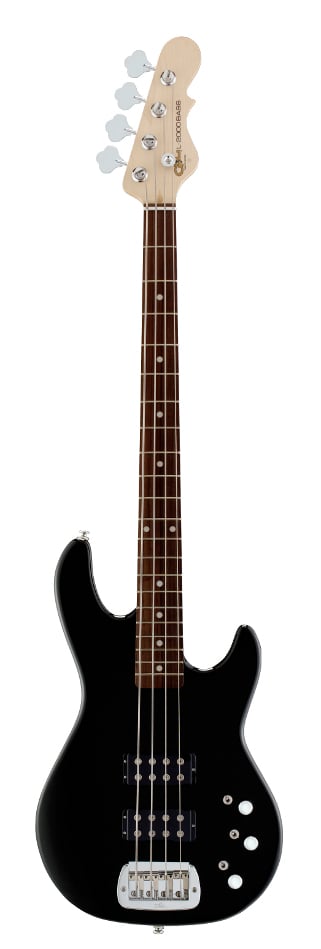 Gloss Black Tribute Series 4-String Electric Bass with Basswood Body and Rosewood Fingerboard