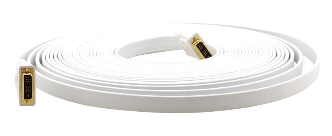 25' DVI Flat Cable Male to Male in White