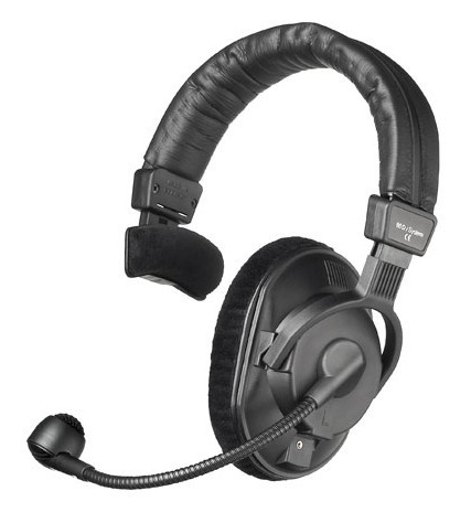 80 Ohm Single-Ear Communication Headset for Television Cameras with Built-In Carbon Mic Preamplifier and Condenser Microphone
