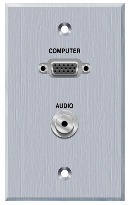 Single Gang VGA and 3.5MM TRS Panelcrafters Aluminum Faceplate