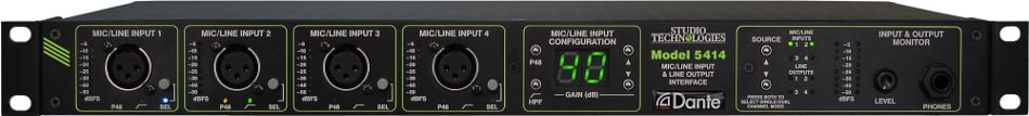 4 Channel Mic/Line Input, Line Output Analog Audio/Dante Interface