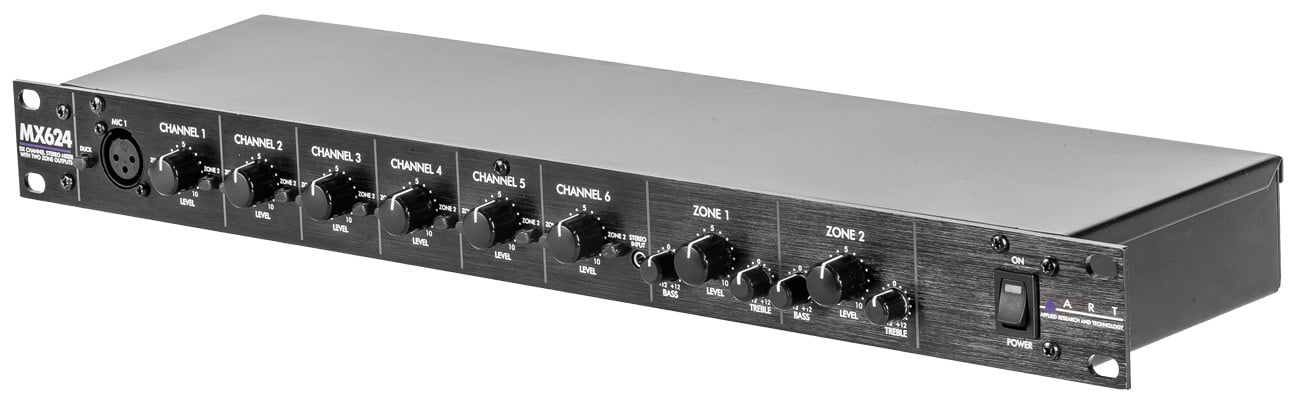 1RU 6 Channel Stereo Zone Mixer with 2 Zone Outputs