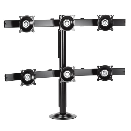 Six Small Monitor Double Horizontal Bar Tabletop Mount