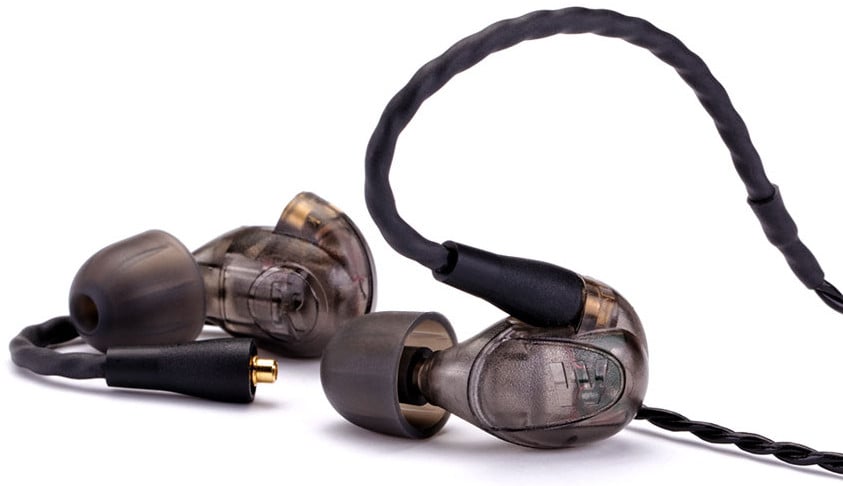 High-Performance Dual Driver Earphone Monitors with Removable Cable in Smoke