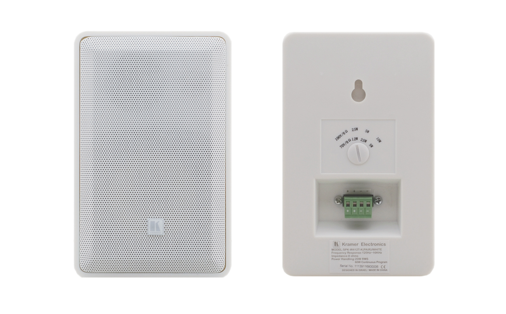 Pair of White 4", 2-Way On-Wall Speakers