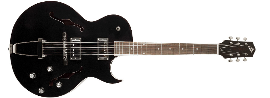 Single Cutaway Archtop Guitar with Dual Humbuckers in Black Finish