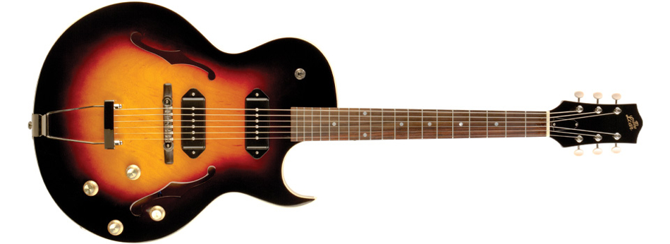 Full-Hollow Thinbody Single Cutaway Archtop Guitar with Dual P-90 Pickups in Vintage Sunburst Finish