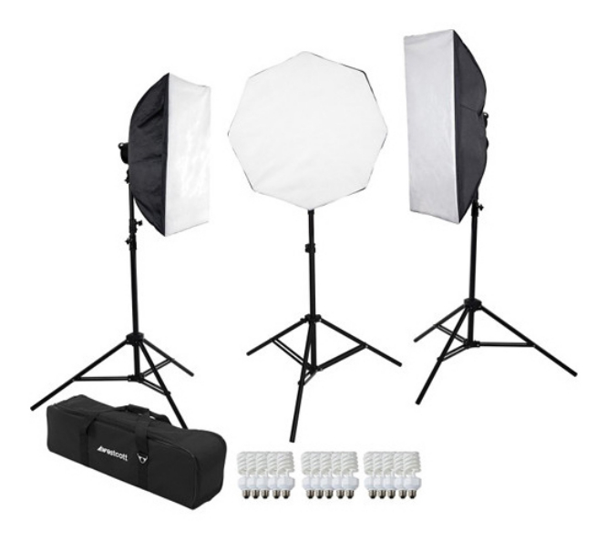 400W 3-Light D5 Daylight Softbox Kit with Carry Case