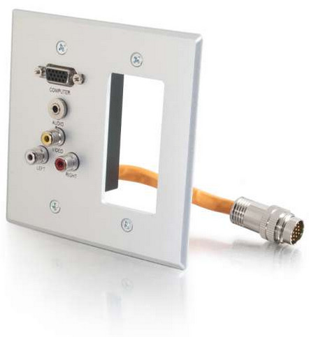 RapidRun 2-Gang Integrated VGA, 3.5mm, Composite, Stereo Audio Aluminum Wall Plate with Decora Cut Out