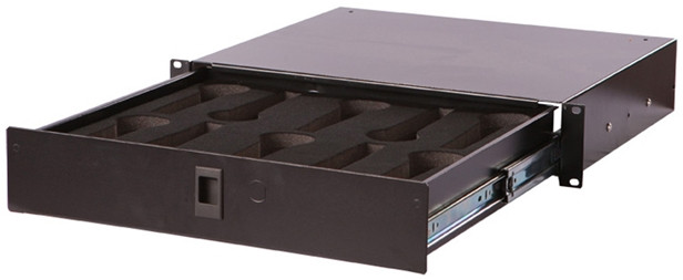 2RU Locking Rack Drawer with 10 Microphone Inserts
