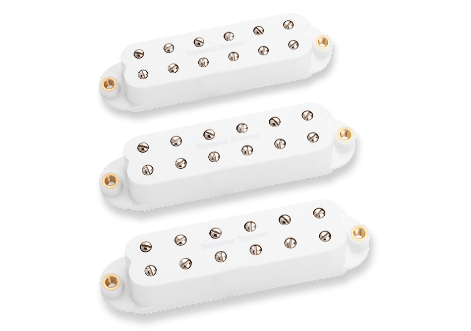 PAF-Voiced Humbucking Pickups for Stratocaster in White, Set of 3