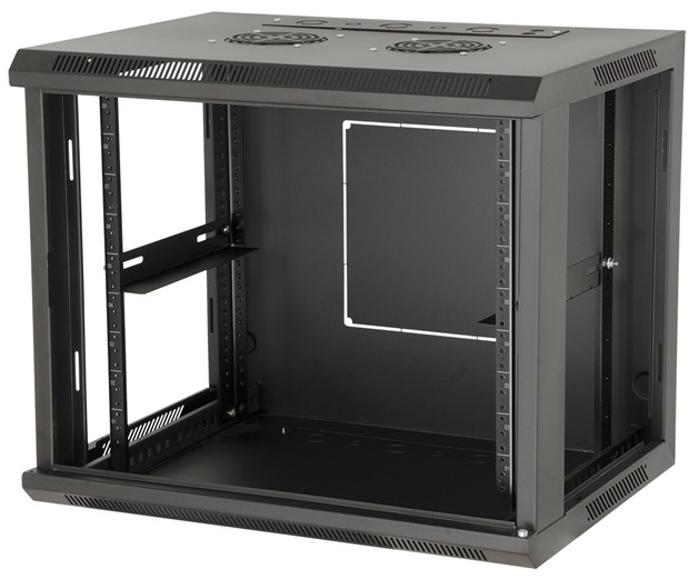 9RU 17"D Fixed Wall Mount Rack with Steel Door