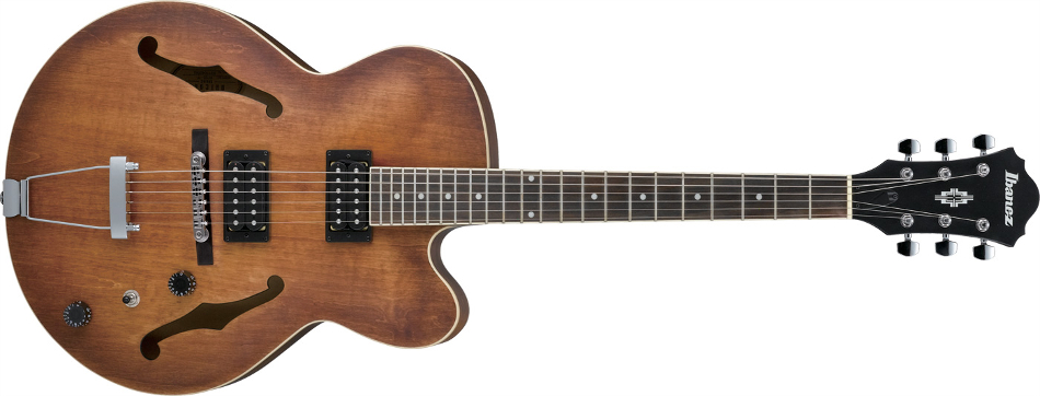 Artcore Full-Hollow Body Electric Guitar with HH Pickup Configuration, Tobacco Flat Finish