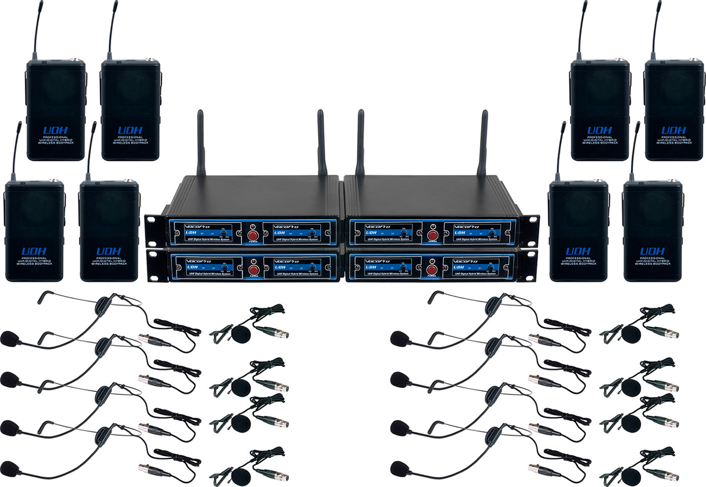 8-Ch, 900 Mhz, UHF/DSP Hybrid Bodypack Wireless Mic System