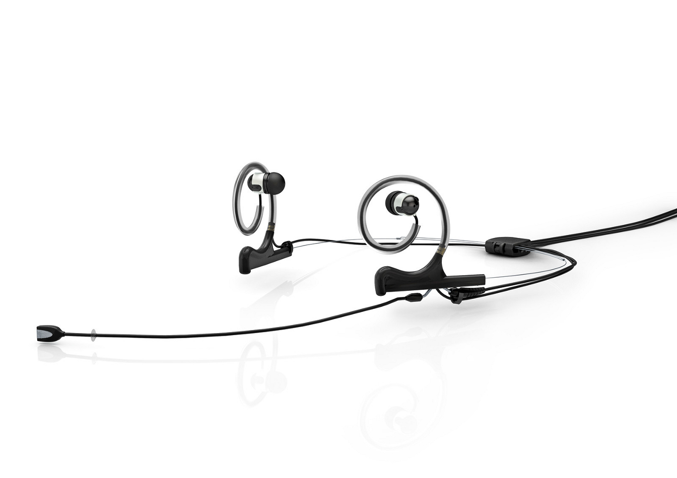 Dual-Ear Mount, Single In-Ear, w/ Mic Cable for Earhook Slide