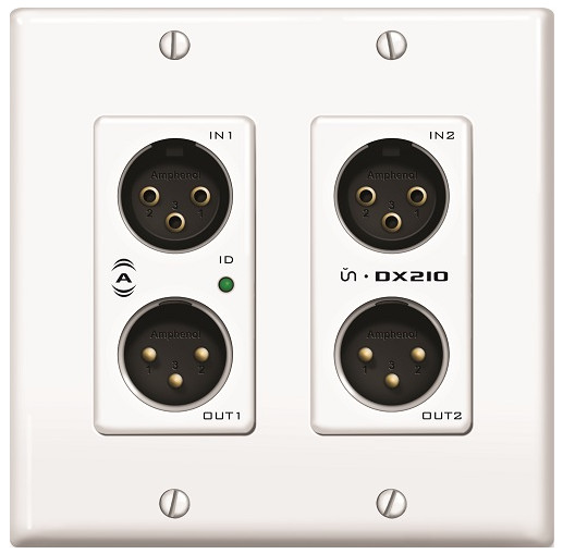 2 In / 2 Out Dante Audio Interface 2-Gang Wall Box