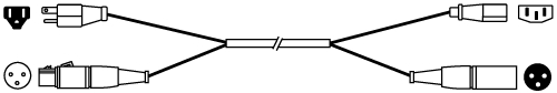 Siamese Twin Audio/Power Cable - Edison/XLR-F to IEC/XLR-M, 75ft