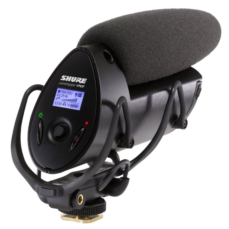 LensHopper Camera-Mount Condenser Microphone with Integrated Flash Recording