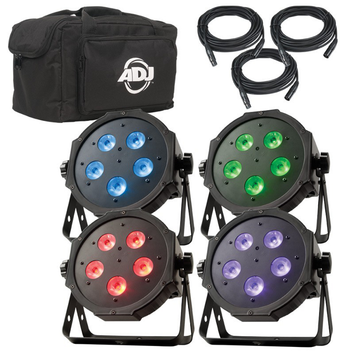 4x Mega Tripar Profile Plus Fixtures with Cables and Soft Bag