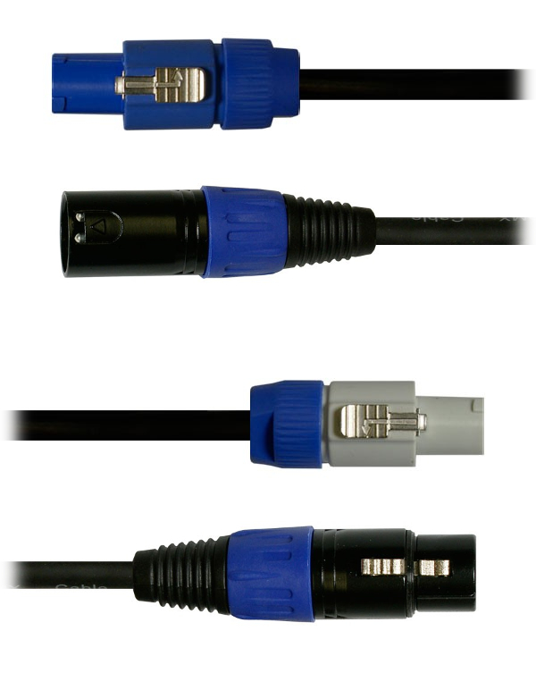 6 ft Combo Cable with Powercon to Powercon PLUS 5-pin DMX XLRM to XLRF