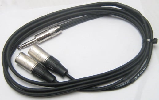 3 ft TRS to 2x XLR-M Cable