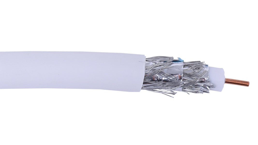RG6 Quad Shield RF Video Plenum Cable, White
