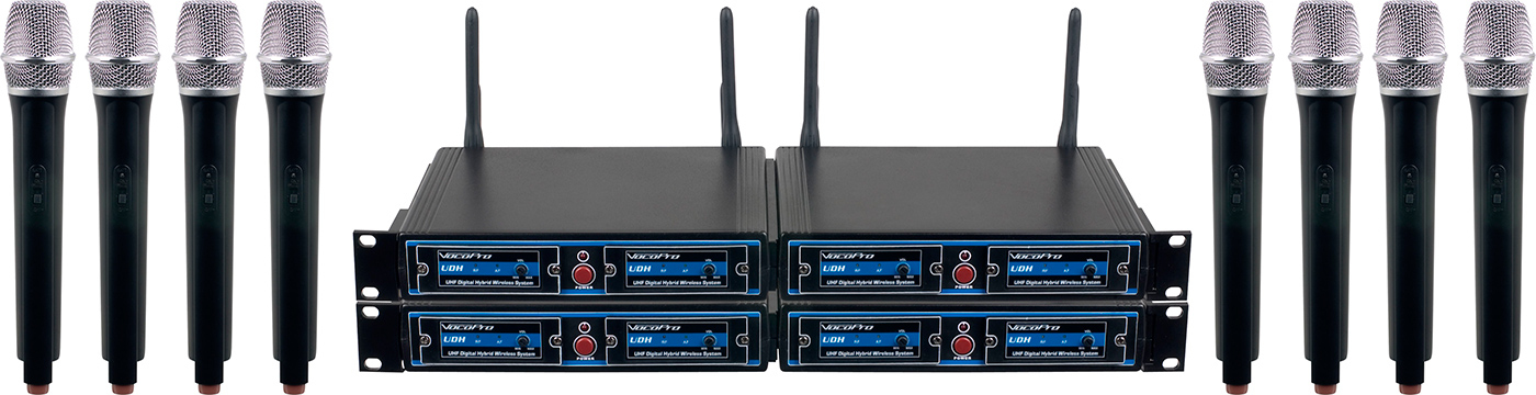 8-Channel UHF/DSP Handheld Wireless Mic Package, 900MHz