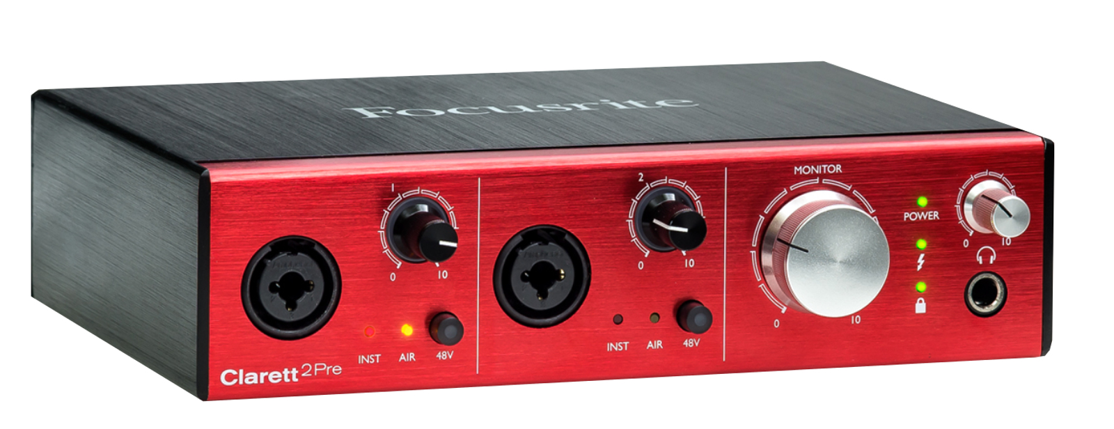 10-In / 4-Out Thunderbolt Interface with 2 Clarett Microphone Preamps