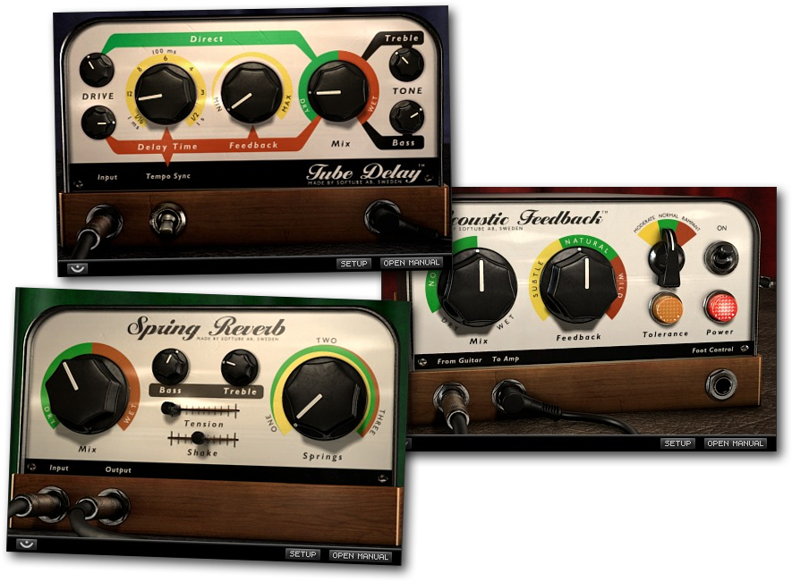 Plugin Collection with Tube Delay, Acoustic Feedback, and Spring Reverb Plugins