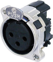3-pin Female XLR Receptacle, Metal Housing, Horizontal PCB Mount