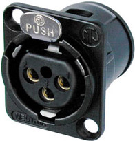 3-Pin Female XLR Chassis Connector, Vertical PCB Mount (Black)
