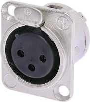 3-Pin XLR-F Locking Chassis Connector with Nickel Housing and Solder Cups