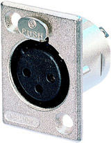 3-Pin Female XLR Rectangular Panel Connector, Nickel