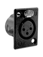 3-Pin Female XLR Rectangular Panel Connector, Black