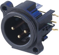 3-pin Male XLR Receptacle, R/Hand Lateral PCB Mount