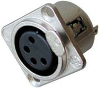 4-Pin Female XLR Rectangular Panel Connector, Nickel