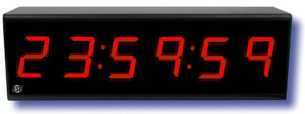 6-Digit Time Code Display Clock with Black Anodized Front Panel and 3-Wire Line Cord