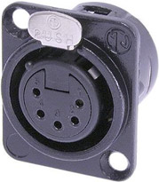 5-Pin Black XLR-F Panel Receptacle with Gold Contacts