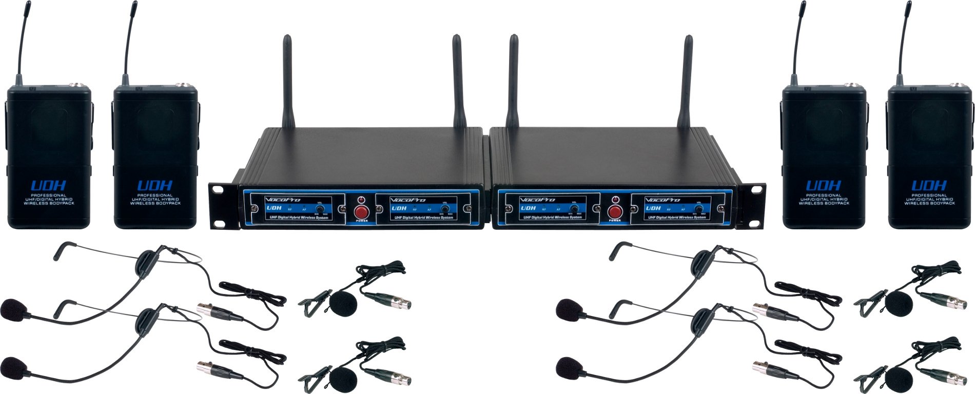Four Channel UHF/DSP Hybrid Bodypack Wireless Microphone Package