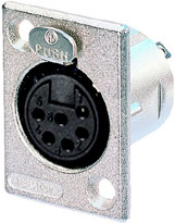 6-Pin Female XLR Rectangular Panel Connector, Nickel