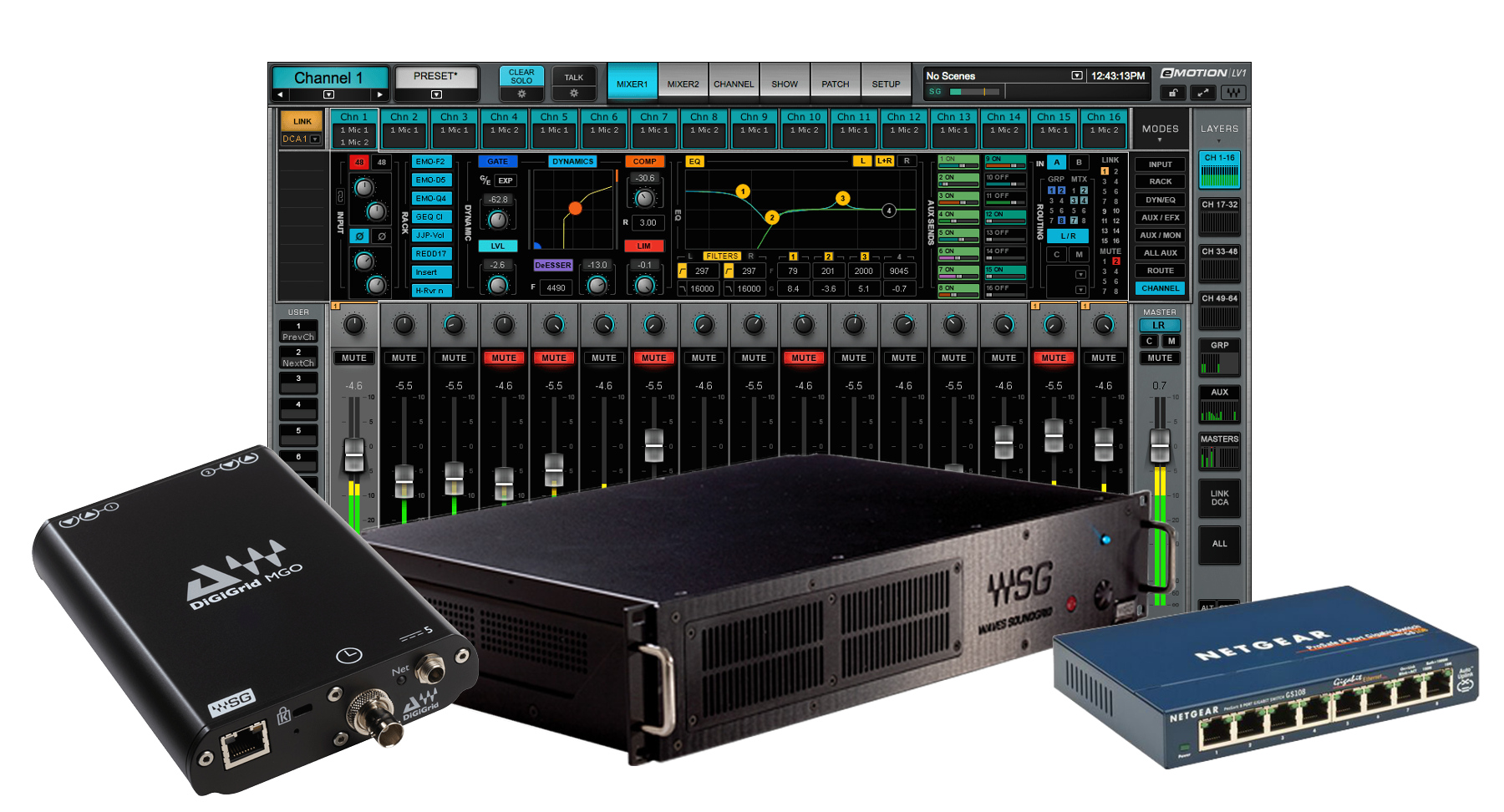 64-Channel Live Digital Mixing Software & Hardware Package with DiGiGrid MGO Interface and SoundGrid Extreme Server