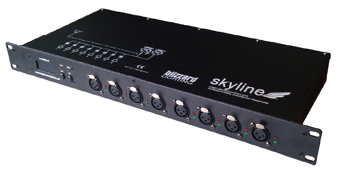 8 Port DMX Splitter with 2.4GHz Wireless DMX Transceiver