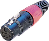 6-Pin XLR Female Cable Connector, Black, Silver Contacts